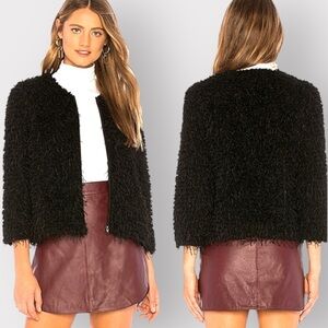 BB DAKOTA Black Shaggy Fringe Jacket (Sz S)